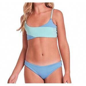 NEW SUBMARINE girls' line crossed bikini set in acqua